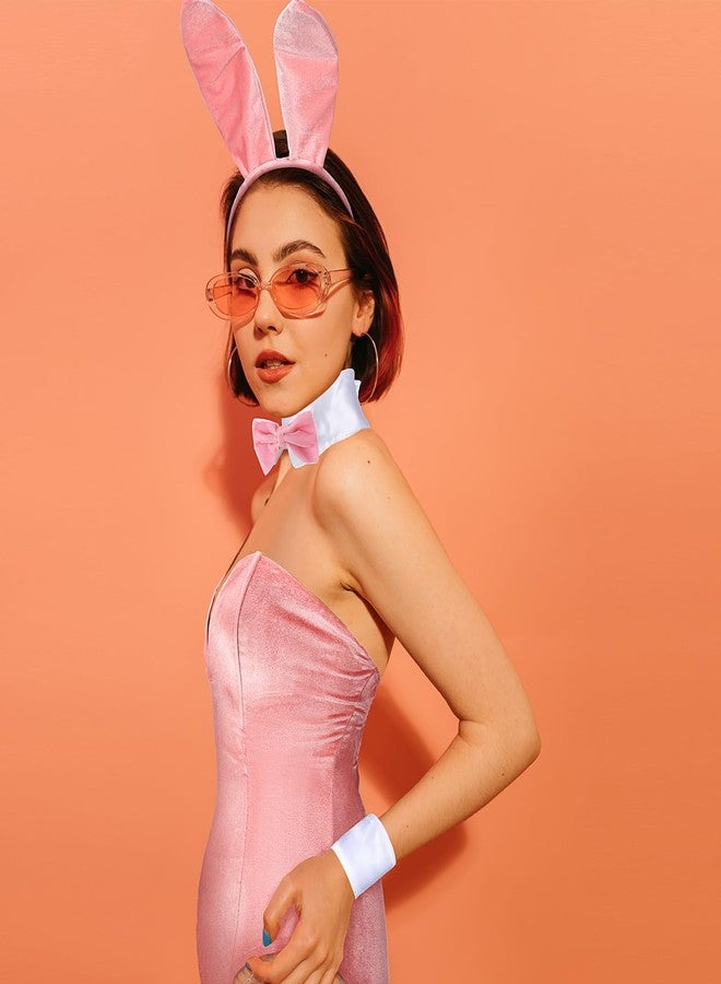 Cozypower Anime Women Velvet Bunny Costume Valentine's Day Outfit Suit Stockings Rabbit Headband Bow Tie Cosplay(Pink,S) - Image 5